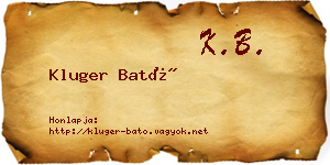 Kluger Bató névjegykártya
